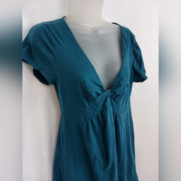 BANANA REPUBLIC Babydoll Milkmaid Office M Green Turquoise‎ Dress Tie Front - Picture 3 of 8